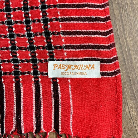 Pashmina Red Blue Check Shaw Scarf Wrap - Picture 3 of 11
